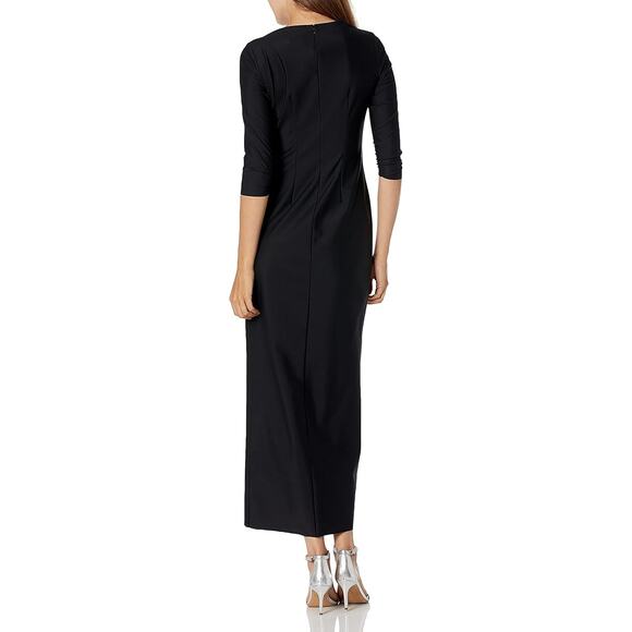 NWT Alex Evenings Women's Slimming Long Side Ruched Dress W Embellishment,Blk-6 - Picture 2 of 4